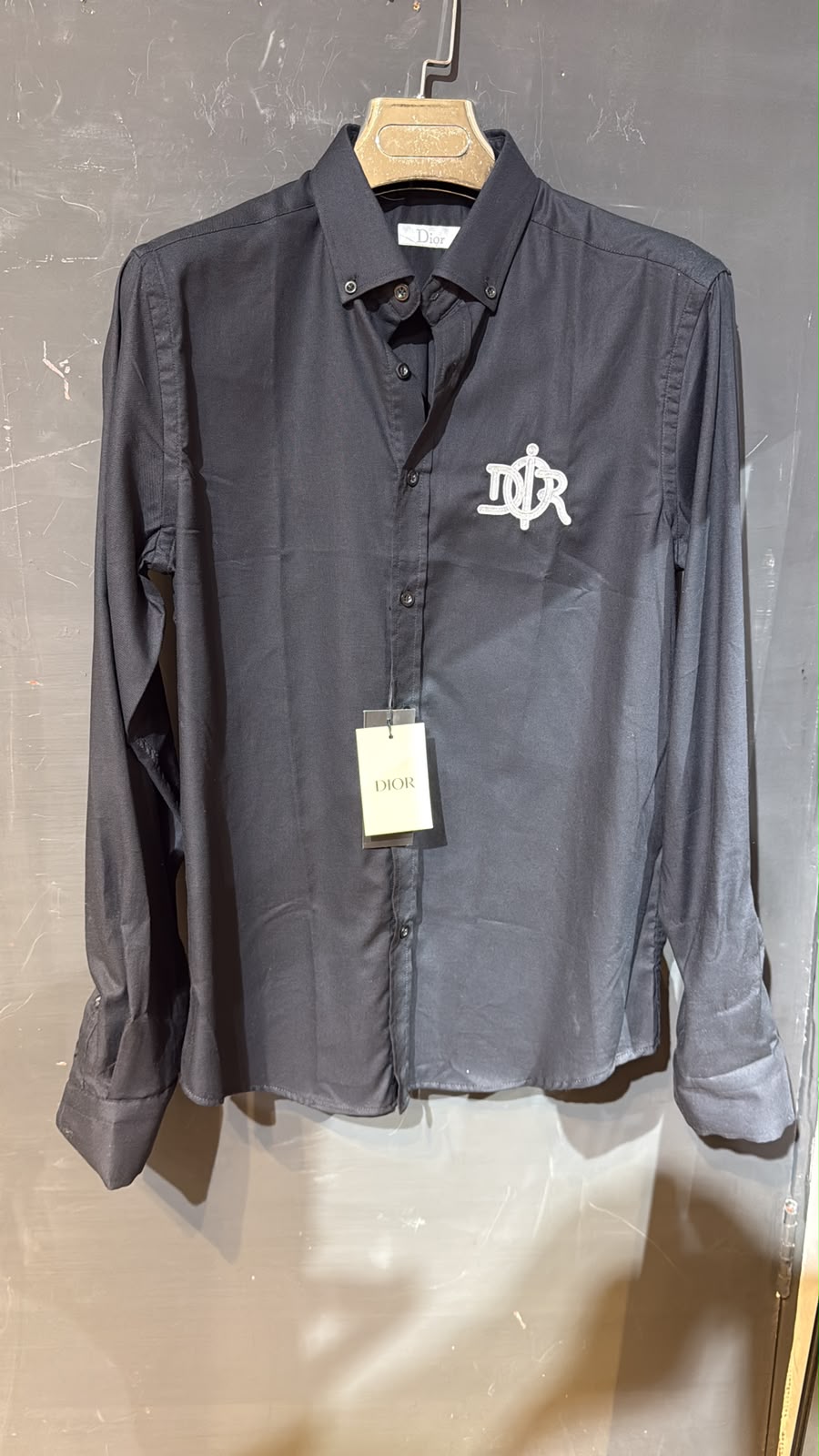 Christian Dior Embroidered Monogram Long-Sleeve Shirt – Dark Charcoal