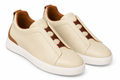 ZEGNA Leather Slip-On Sneakers – Ivory & Cognac