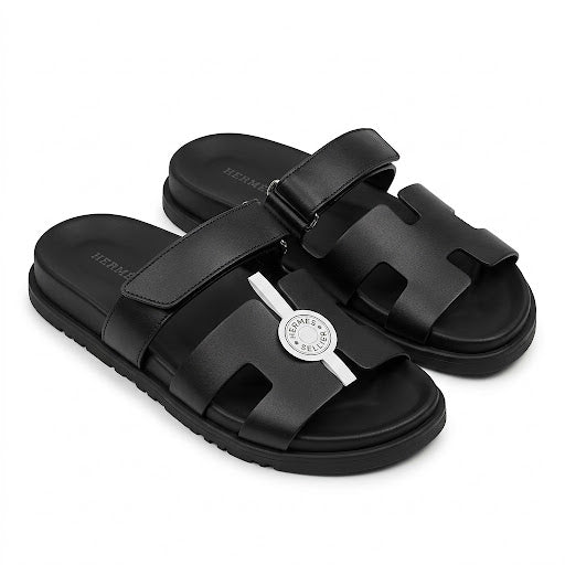Hermès Chypre Sandals – Black Calfskin