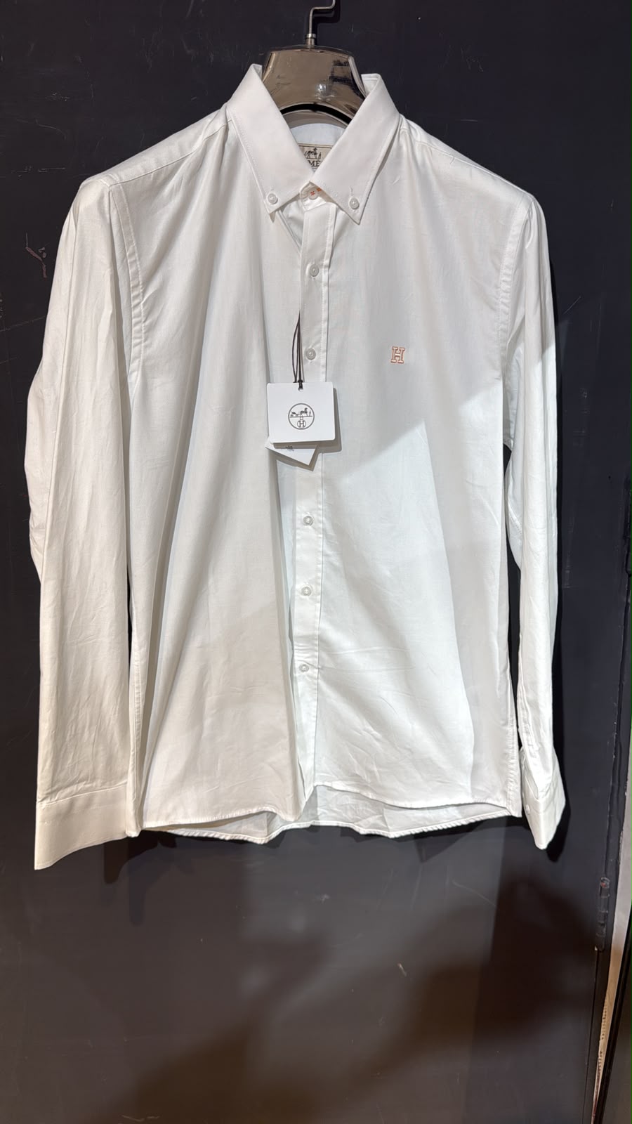 Hermès H Embroidered Button-Down Shirt – White