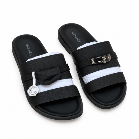 Hermès Empire Sandals – Black Epsom Leather