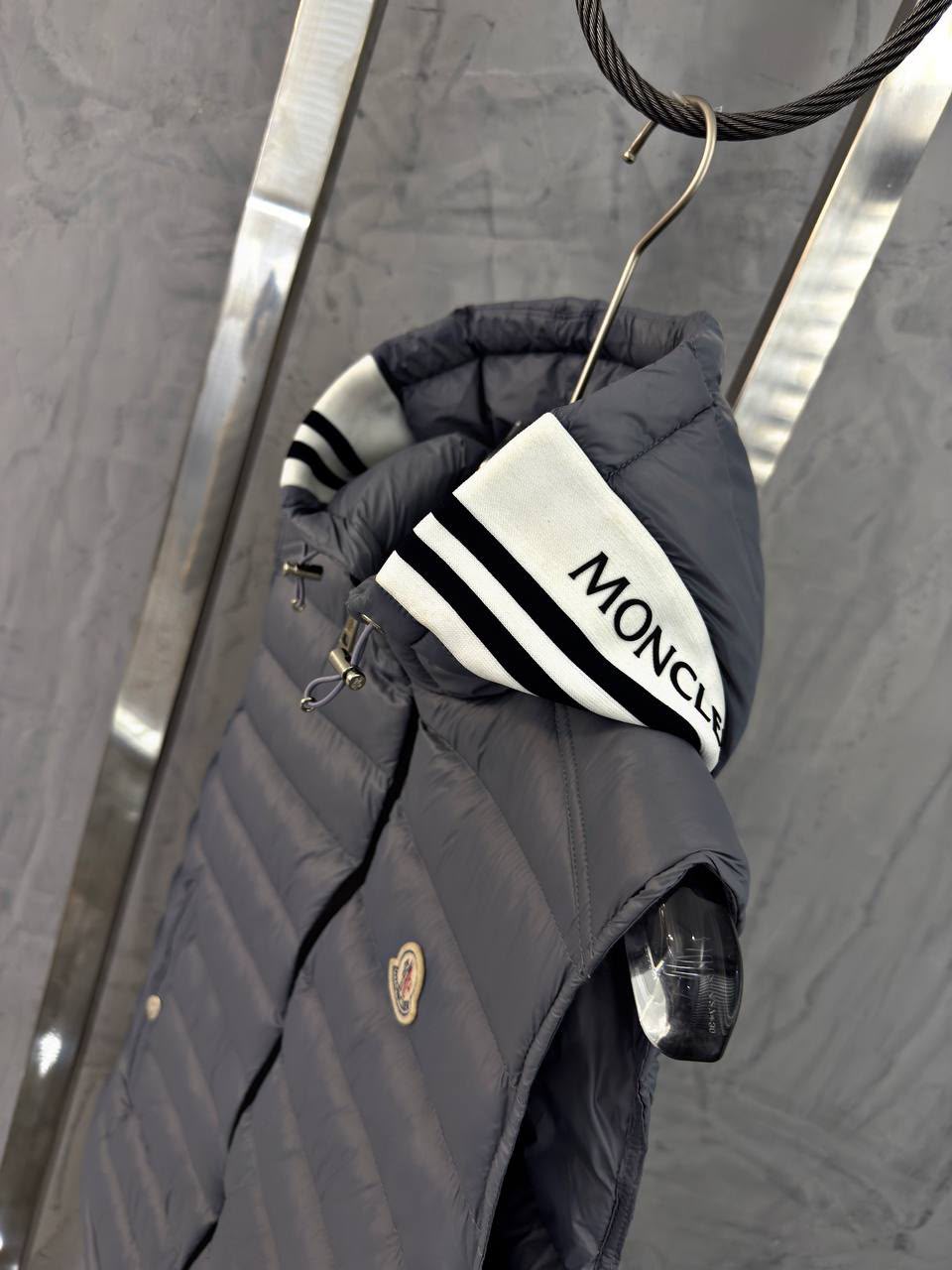 Moncler Hooded Quilted Puffer Vest – Slate Grey