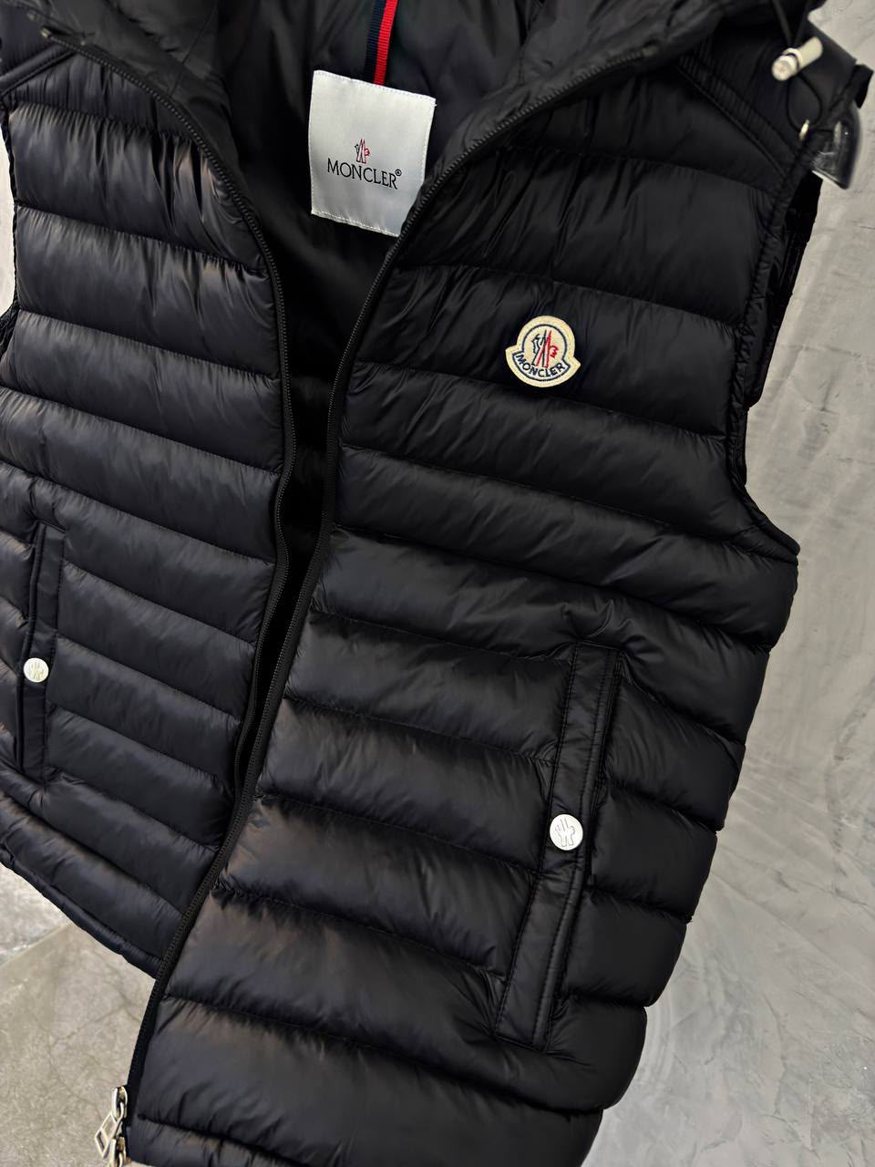 Moncler Hooded Quilted Puffer Vest – Black