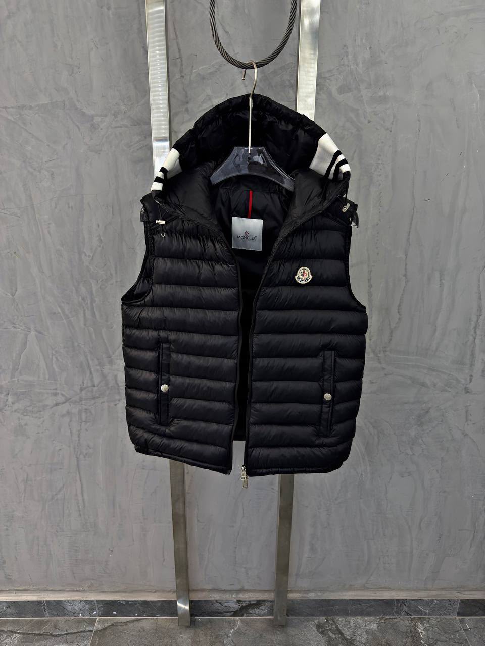 Moncler Hooded Quilted Puffer Vest – Black