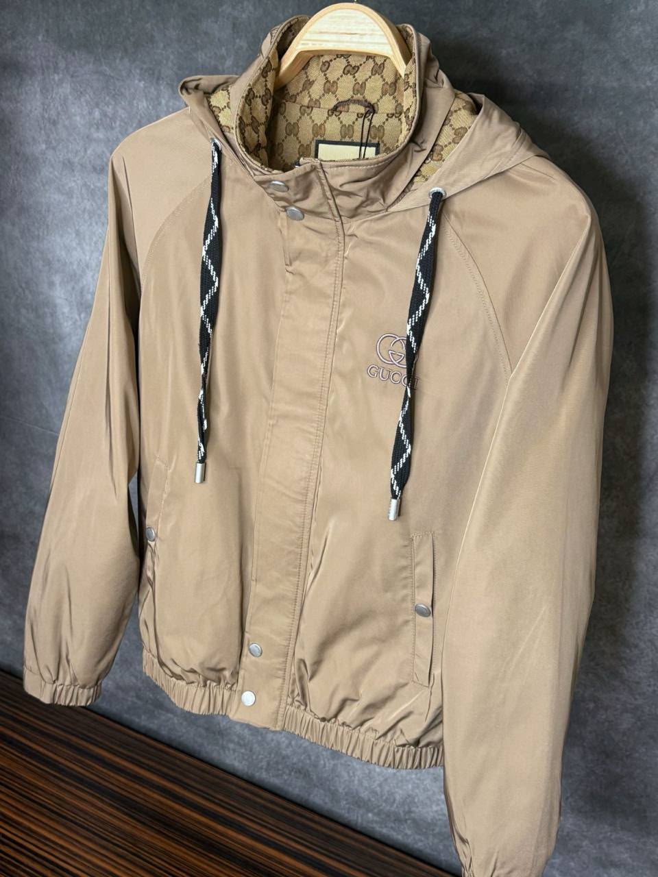 Gucci GG Monogram Hooded Bomber Jacket – Beige