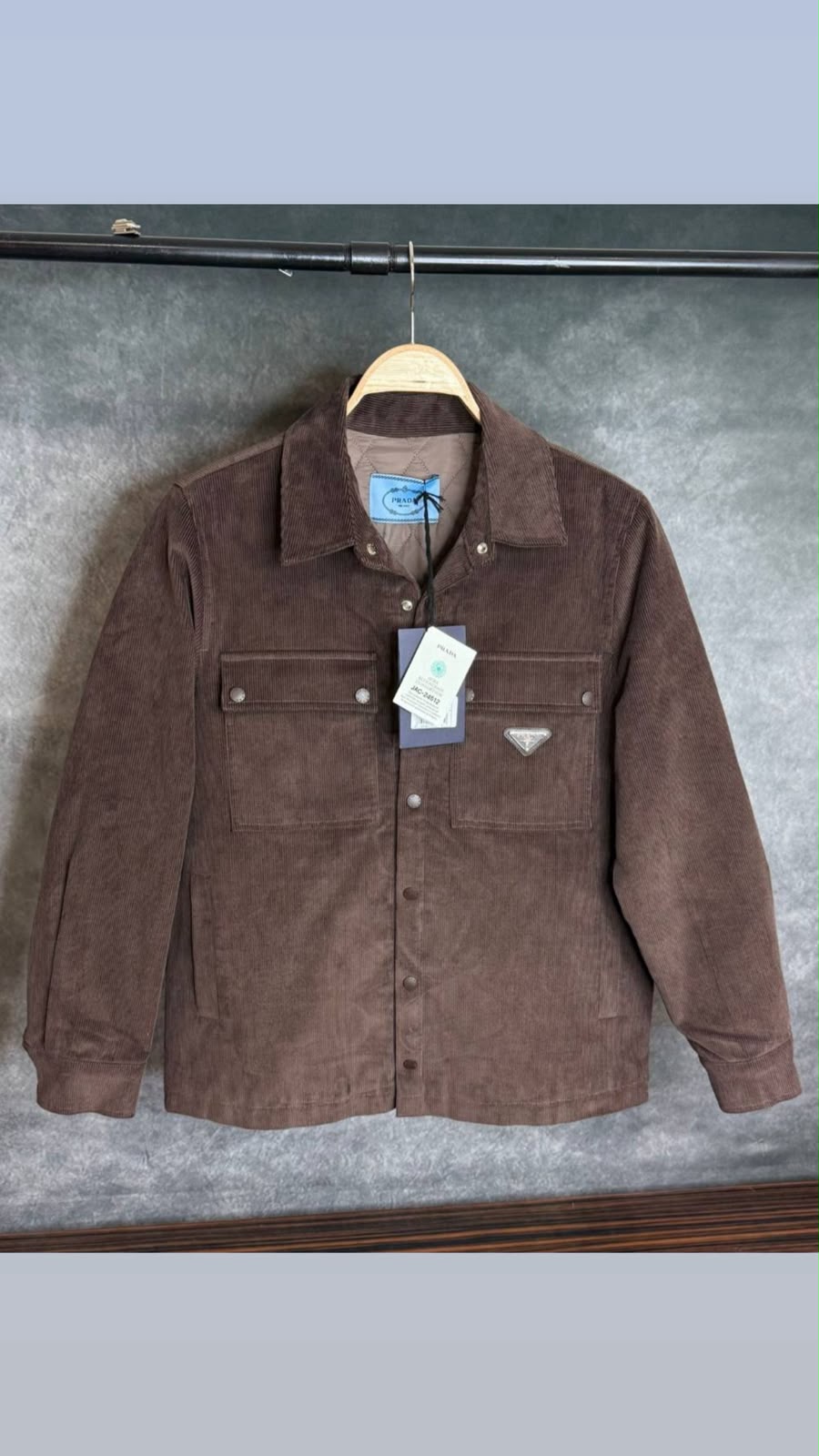 Prada Triangle Logo Corduroy Jacket – Chocolate Brown