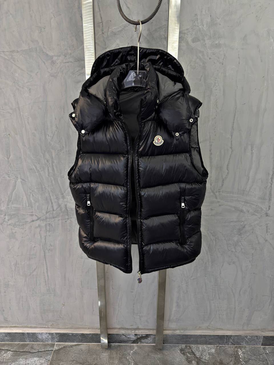 Moncler Hooded Puffer Vest – Glossy Black