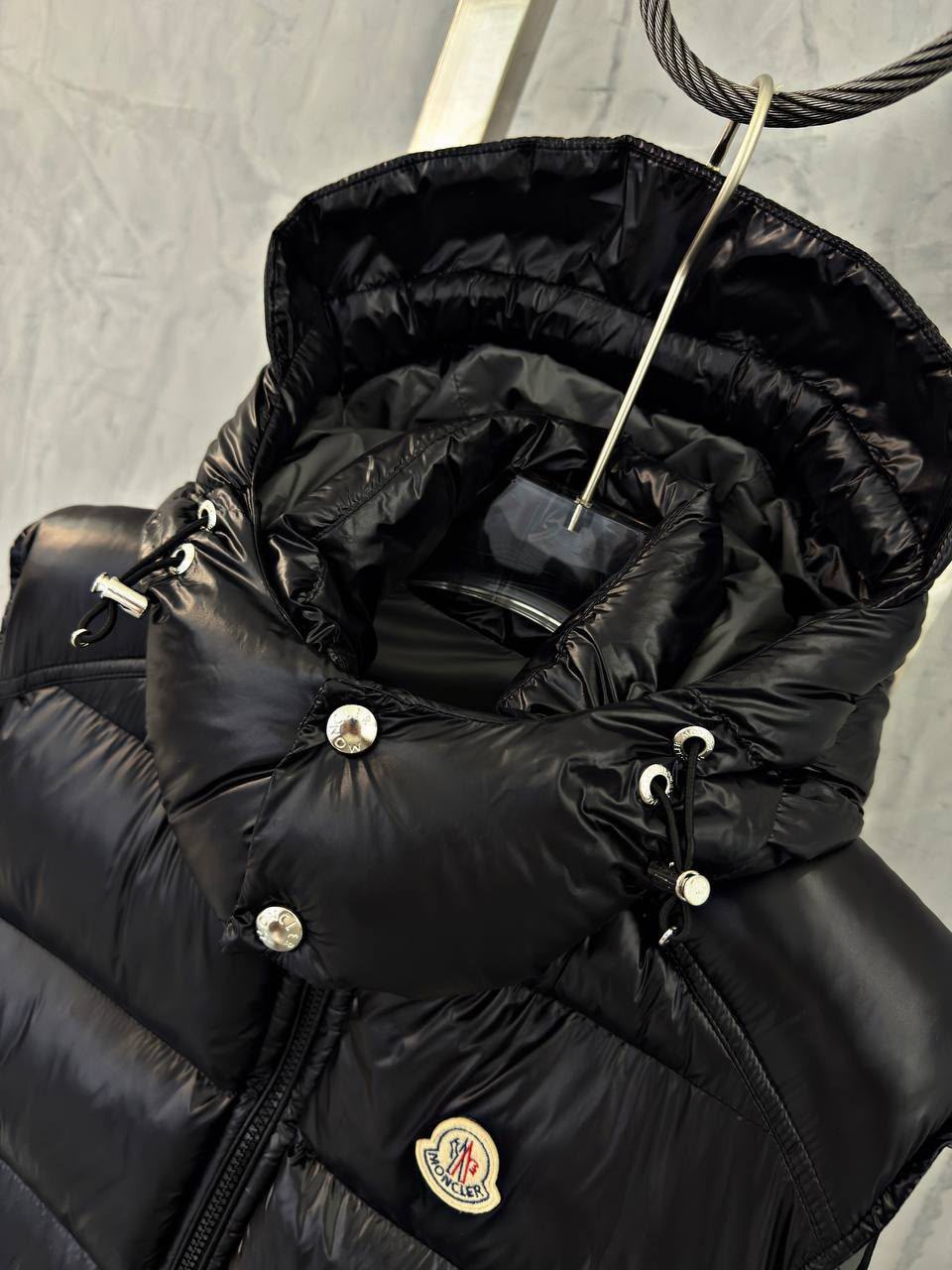 Moncler Hooded Puffer Vest – Glossy Black