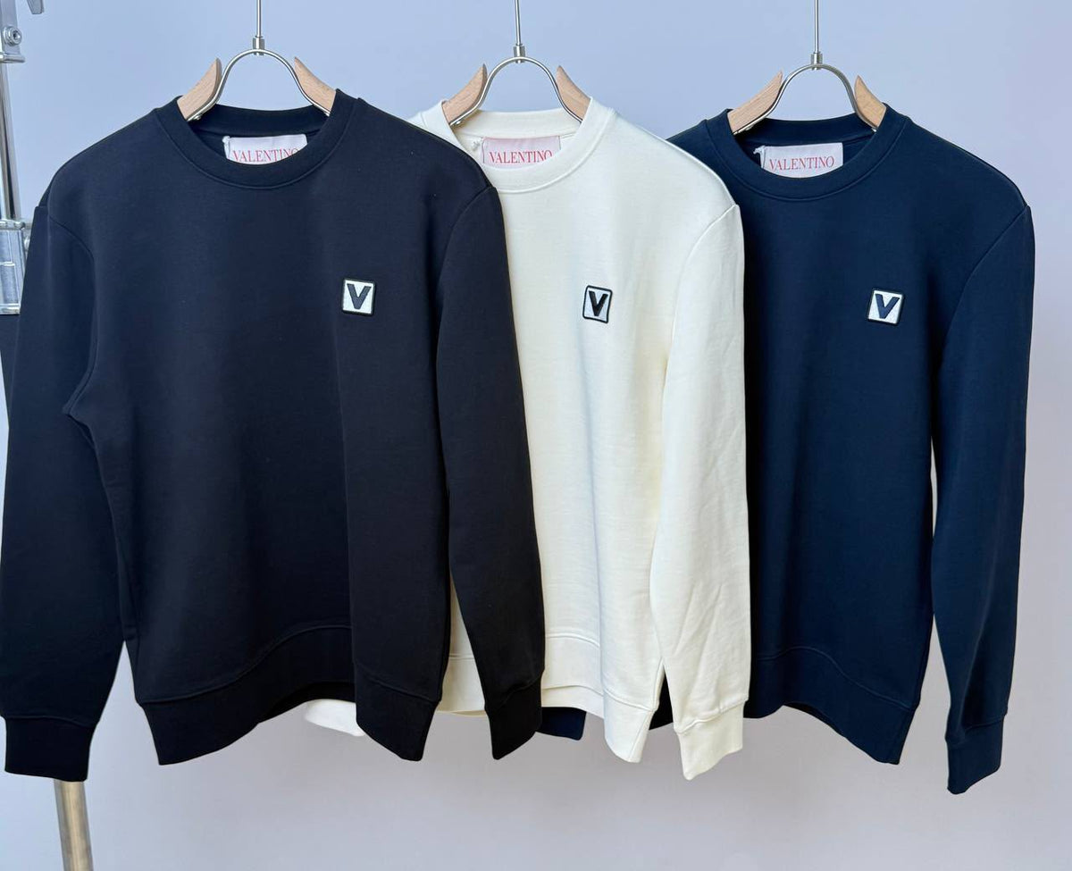 Valentino V Logo Crewneck Sweatshirt – Navy Blue
