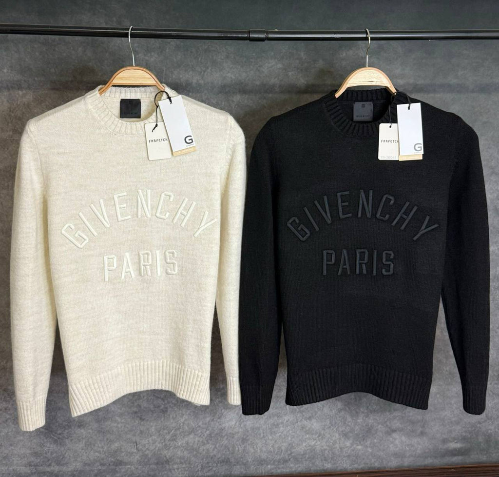 Givenchy Paris Embossed Logo Knit Sweater – Black