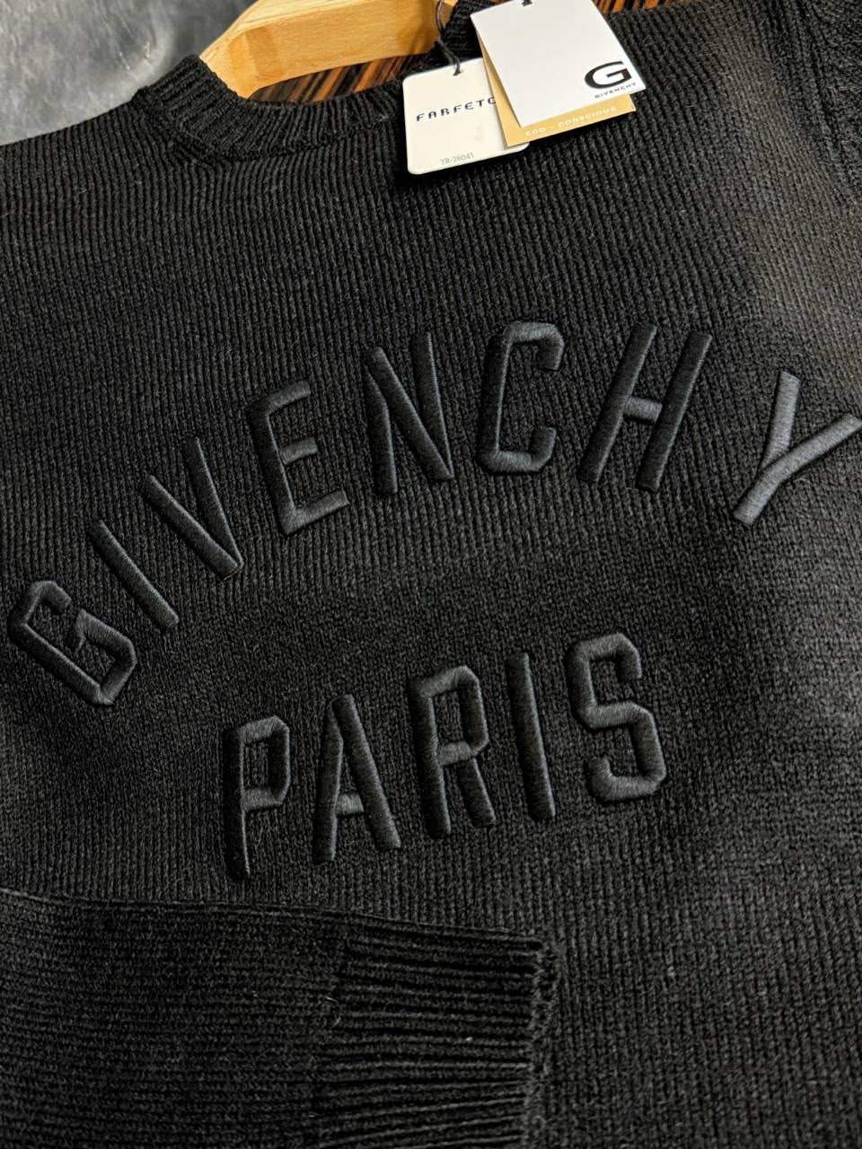 Givenchy Paris Embossed Logo Knit Sweater – Black