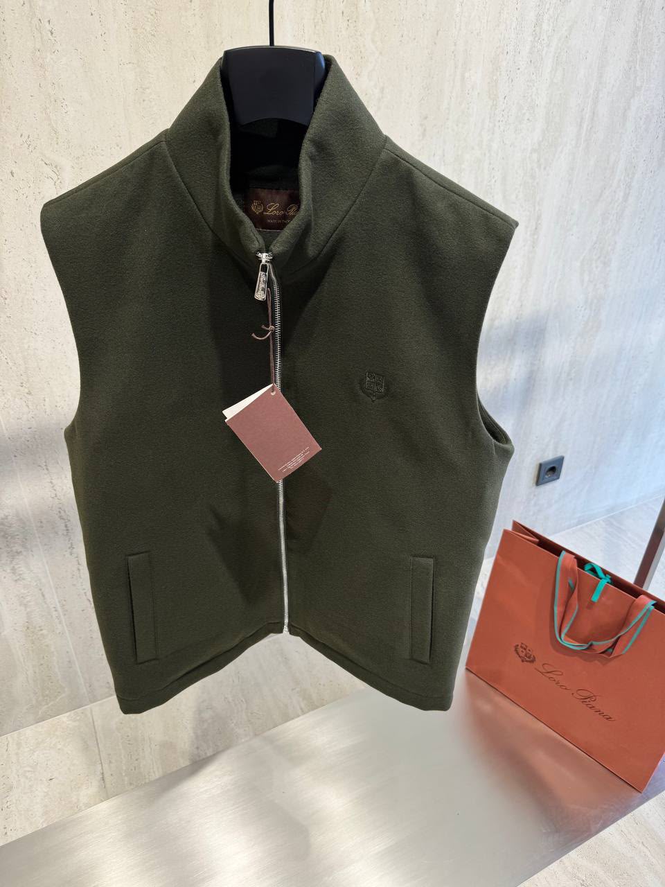 Loro Piana Zip-Up Wool-Blend Vest – Dark Olive Green