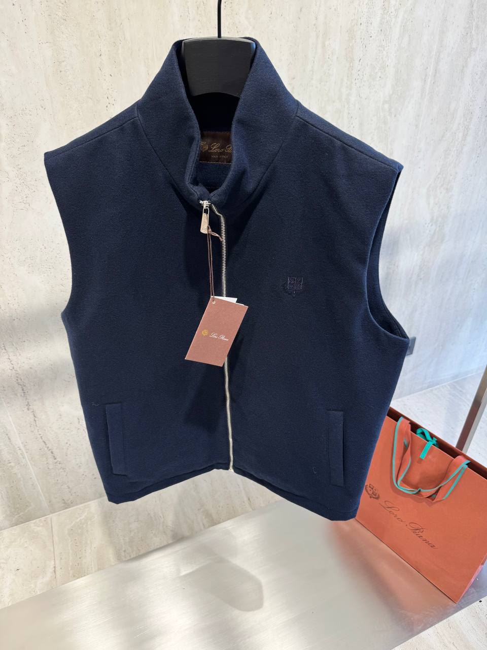 Loro Piana Zip-Up Wool-Blend Vest – Navy Blue