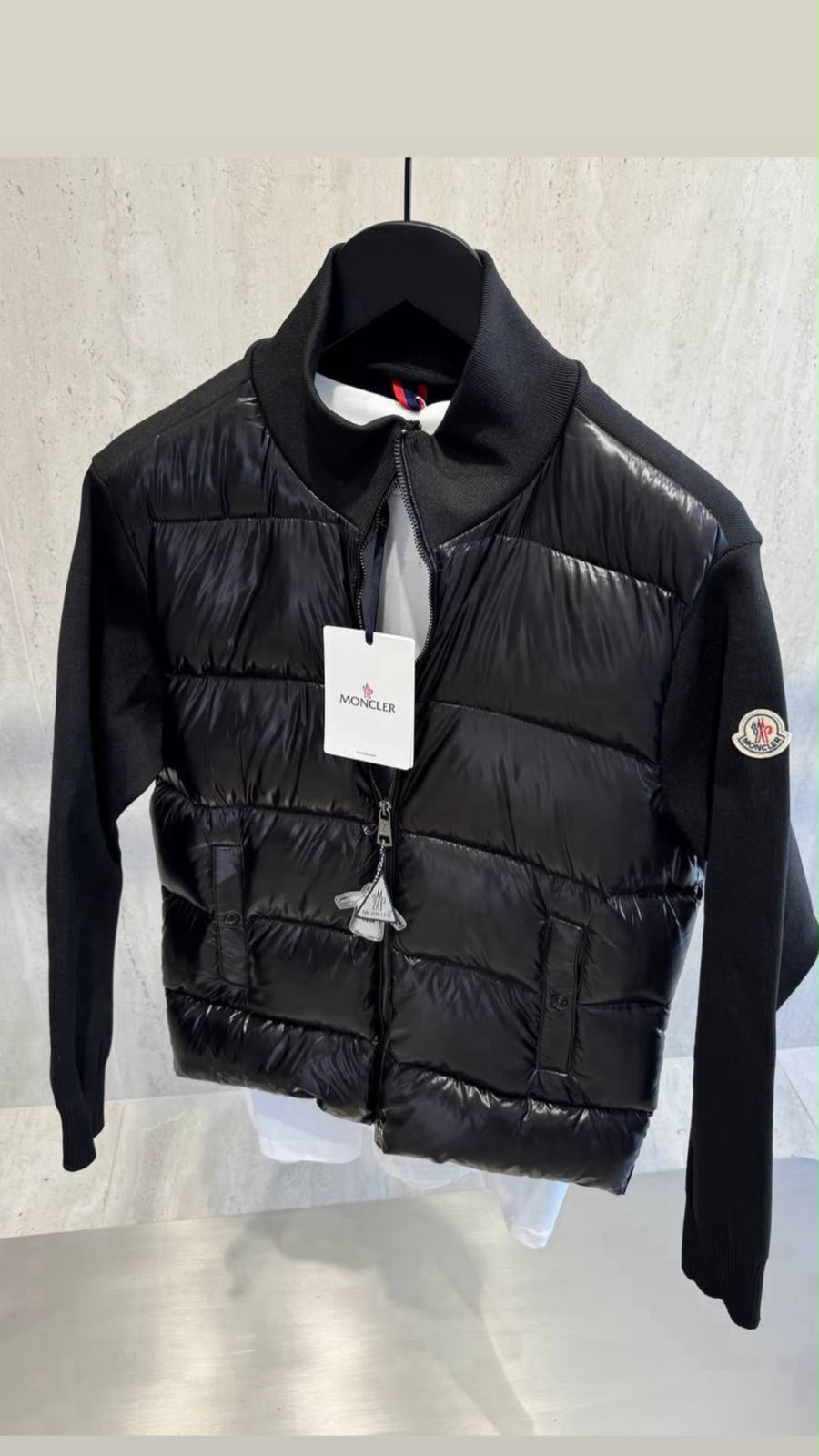 Moncler Hybrid Knit Sleeve Puffer Jacket – Black