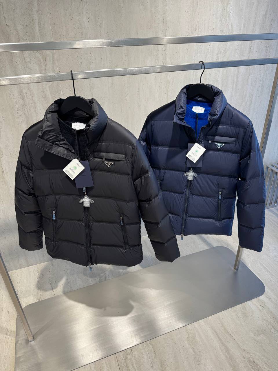 Prada Navy Quilted Puffer Jacket