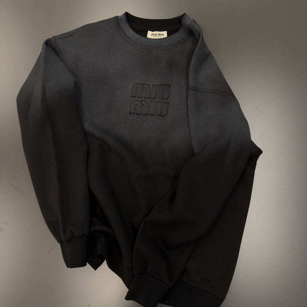 Miu Miu Black Embroidered Logo Sweatshirt