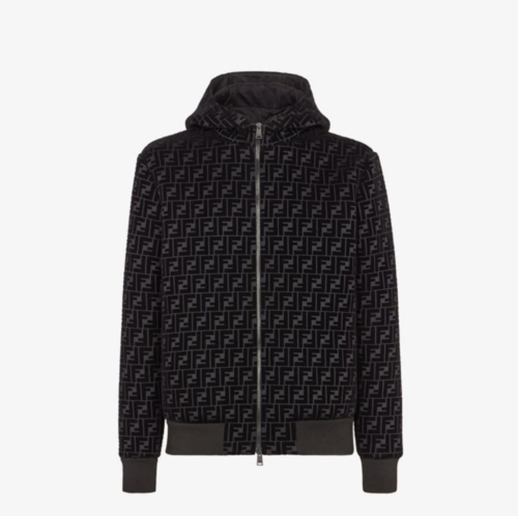Fendi Black FF Monogram Zip-Up Jacket