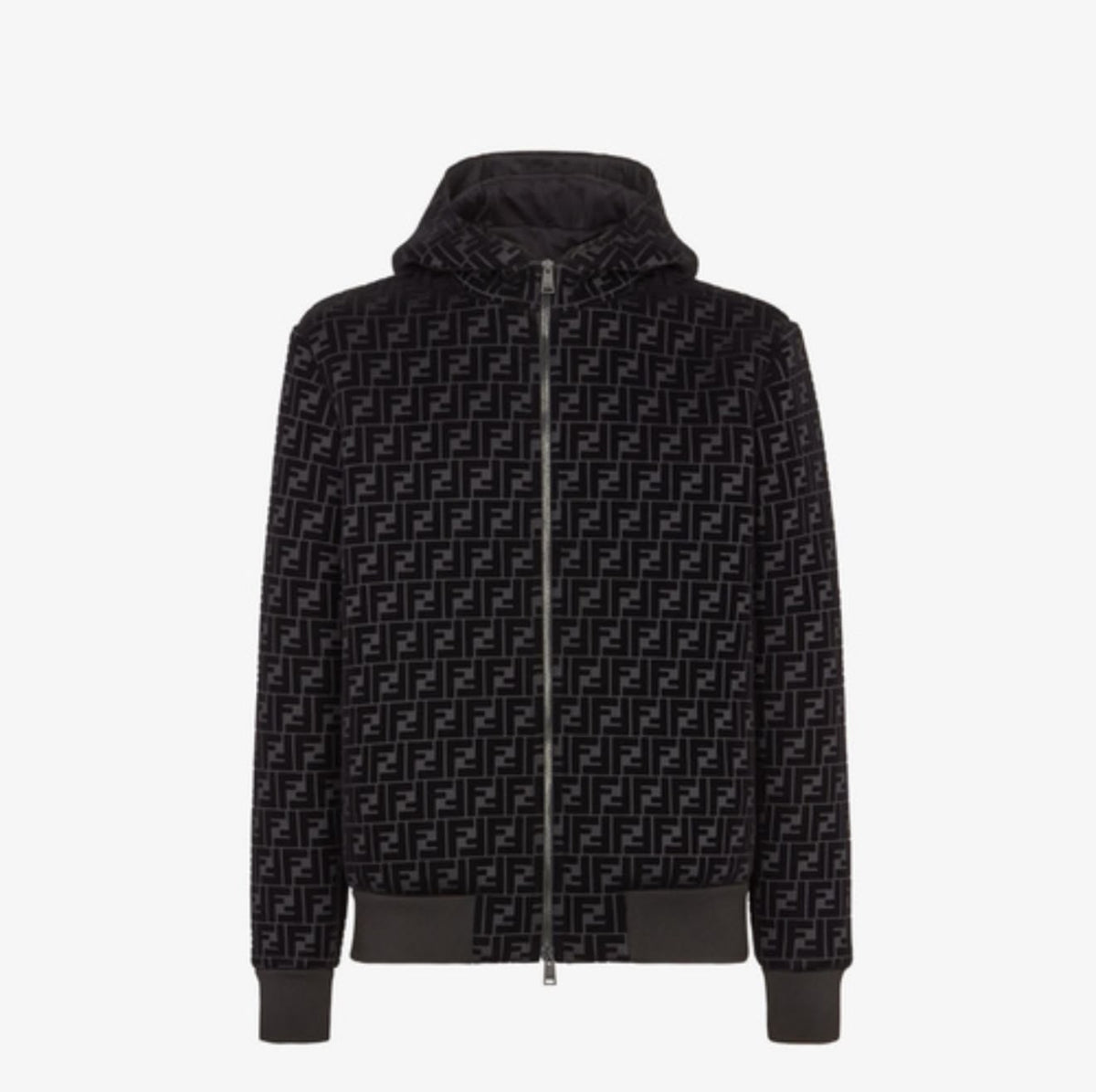 Fendi Black FF Monogram Zip-Up Jacket