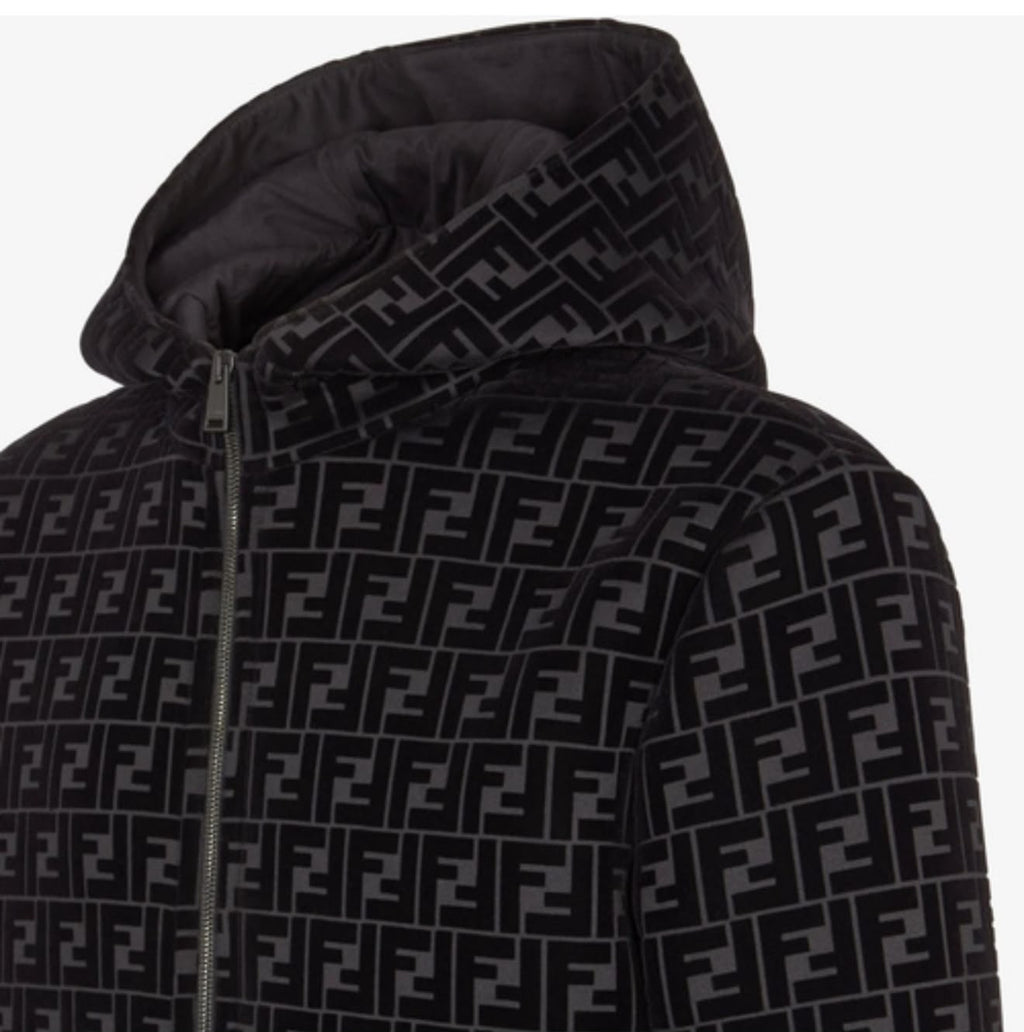 Fendi Black FF Monogram Zip-Up Jacket