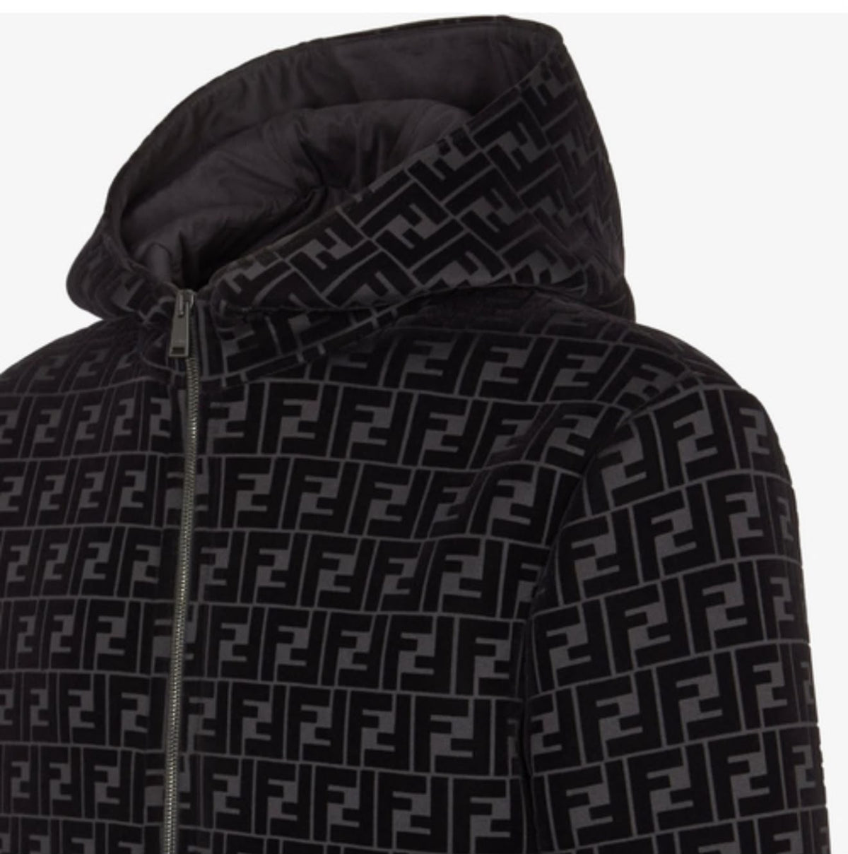 Fendi Black FF Monogram Zip-Up Jacket