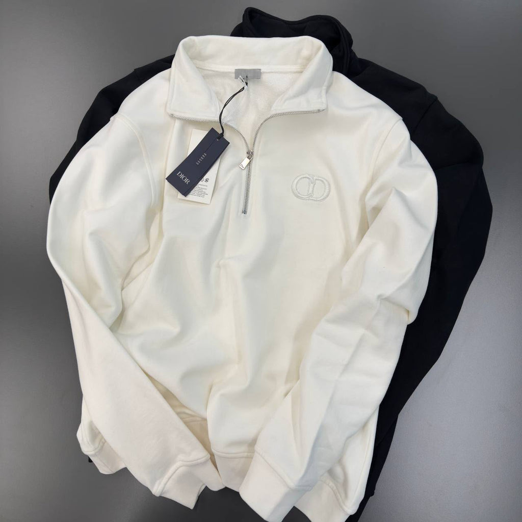 Dior CD Half-Zip Sweatshirt – Cream White