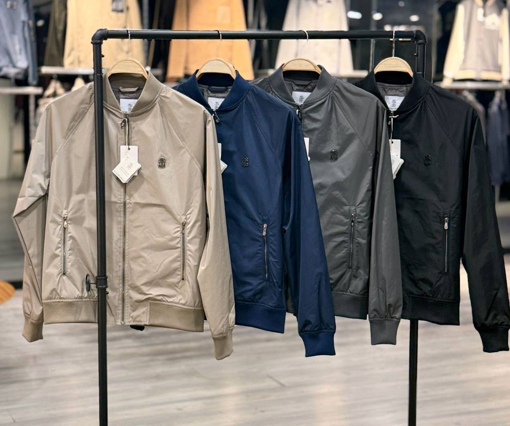 Beige Lightweight Bomber Jacket