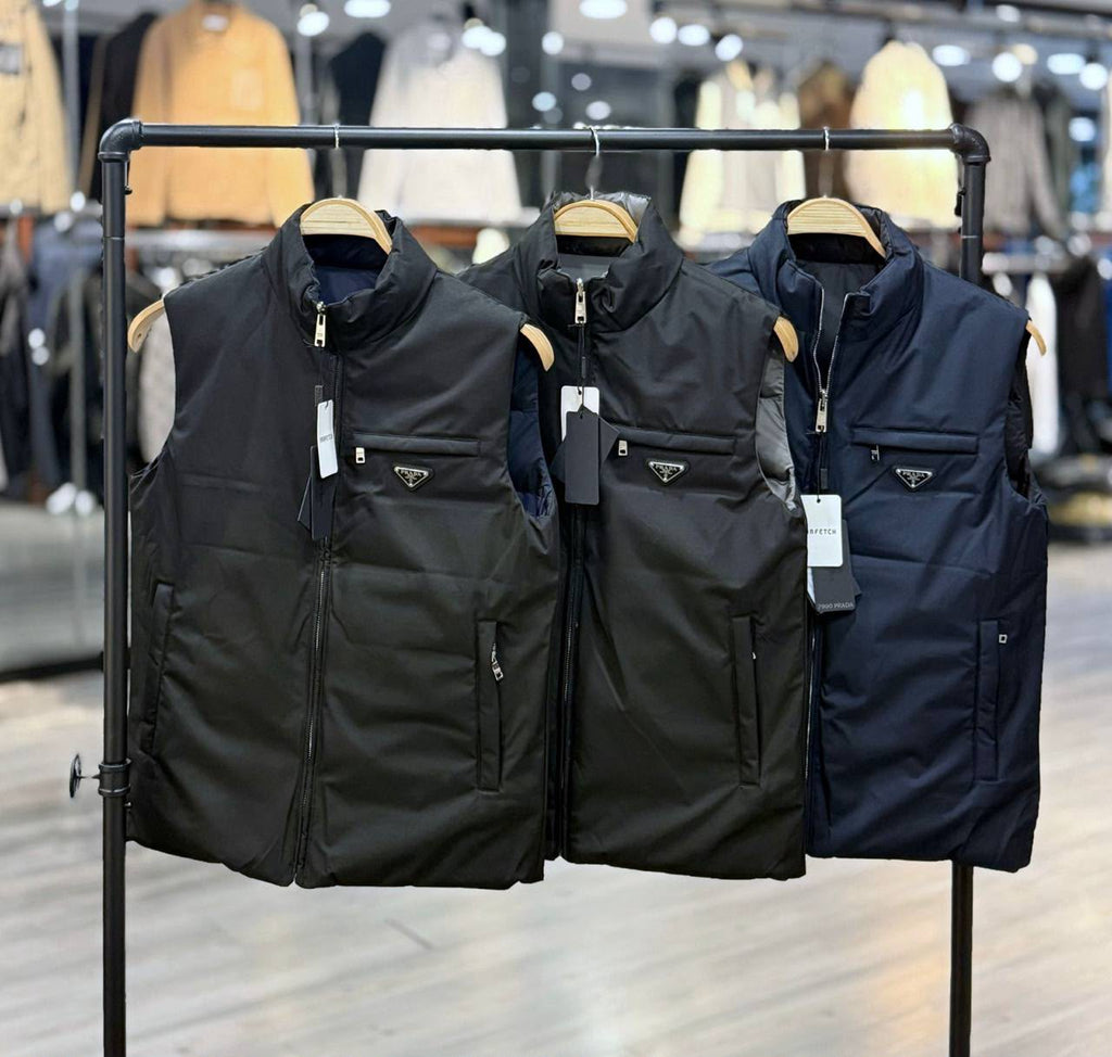 Prada Quilted Puffer Vest – Navy Blue