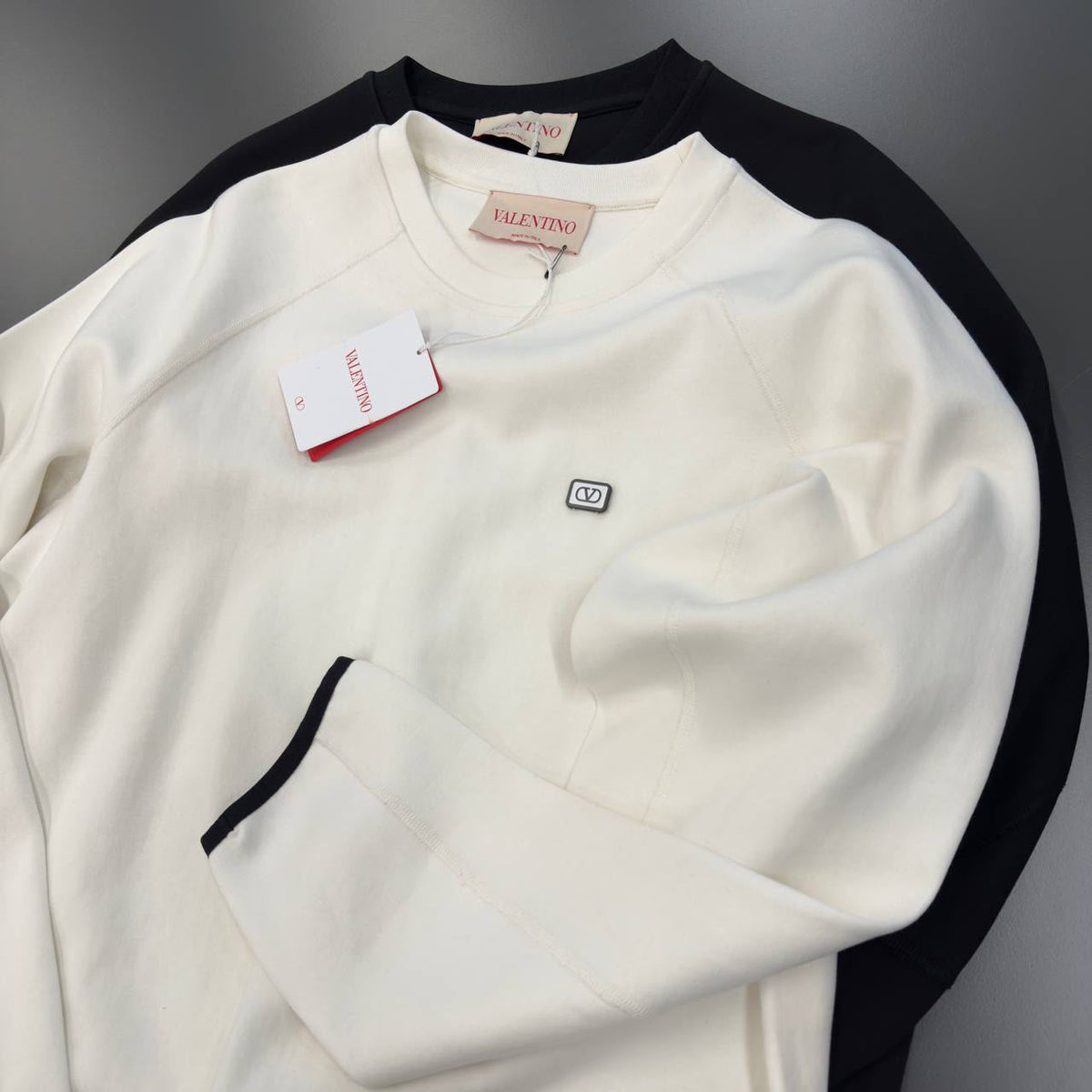 Valentino Ivory V Logo Crewneck Sweatshirt
