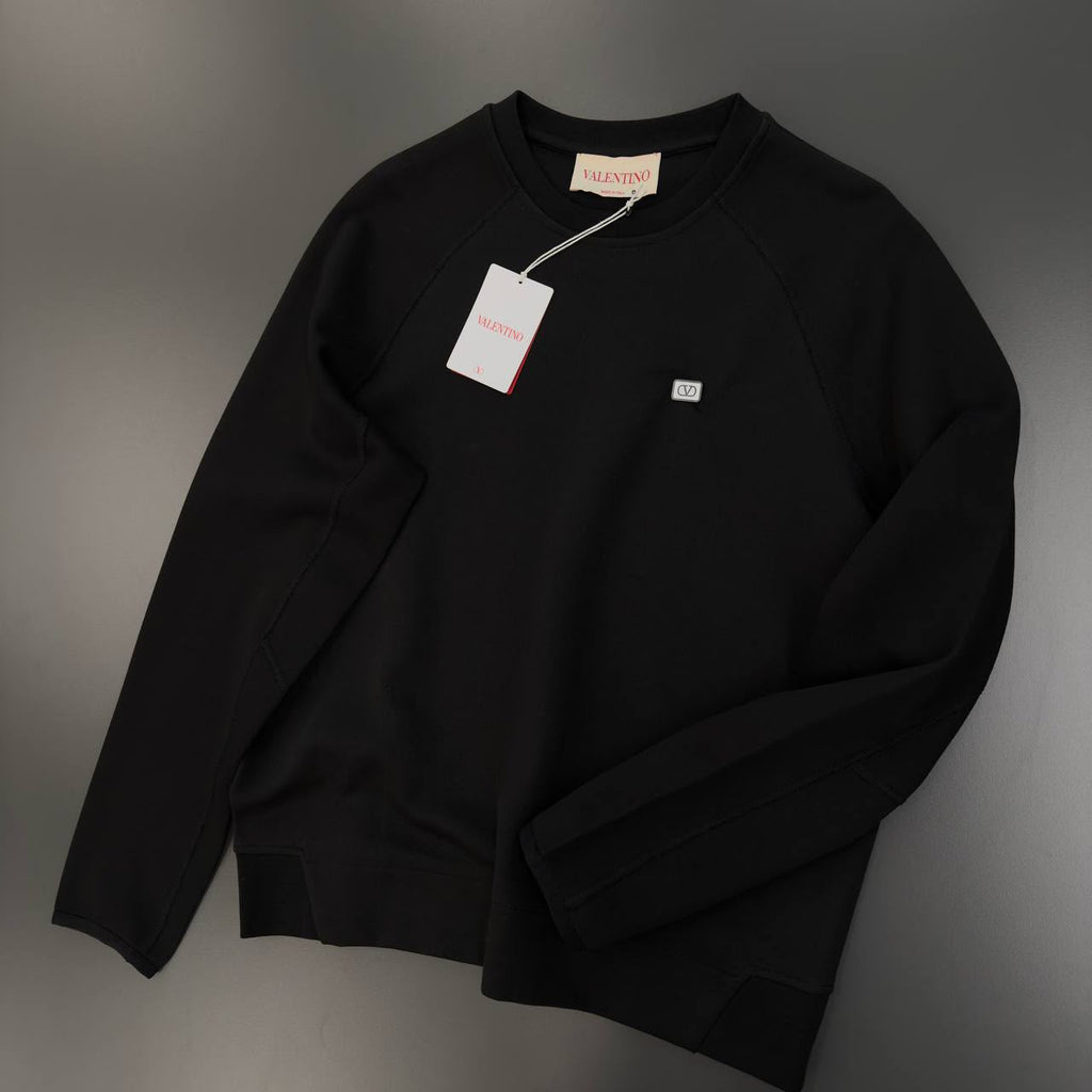 Valentino Black V Logo Crewneck Sweatshirt
