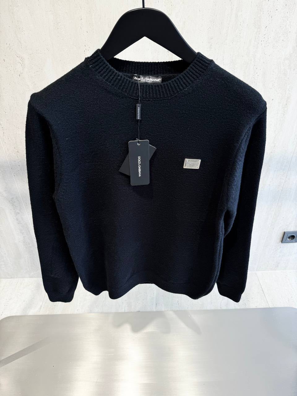 Dolce & Gabbana Metal Logo Knit Sweater – Black