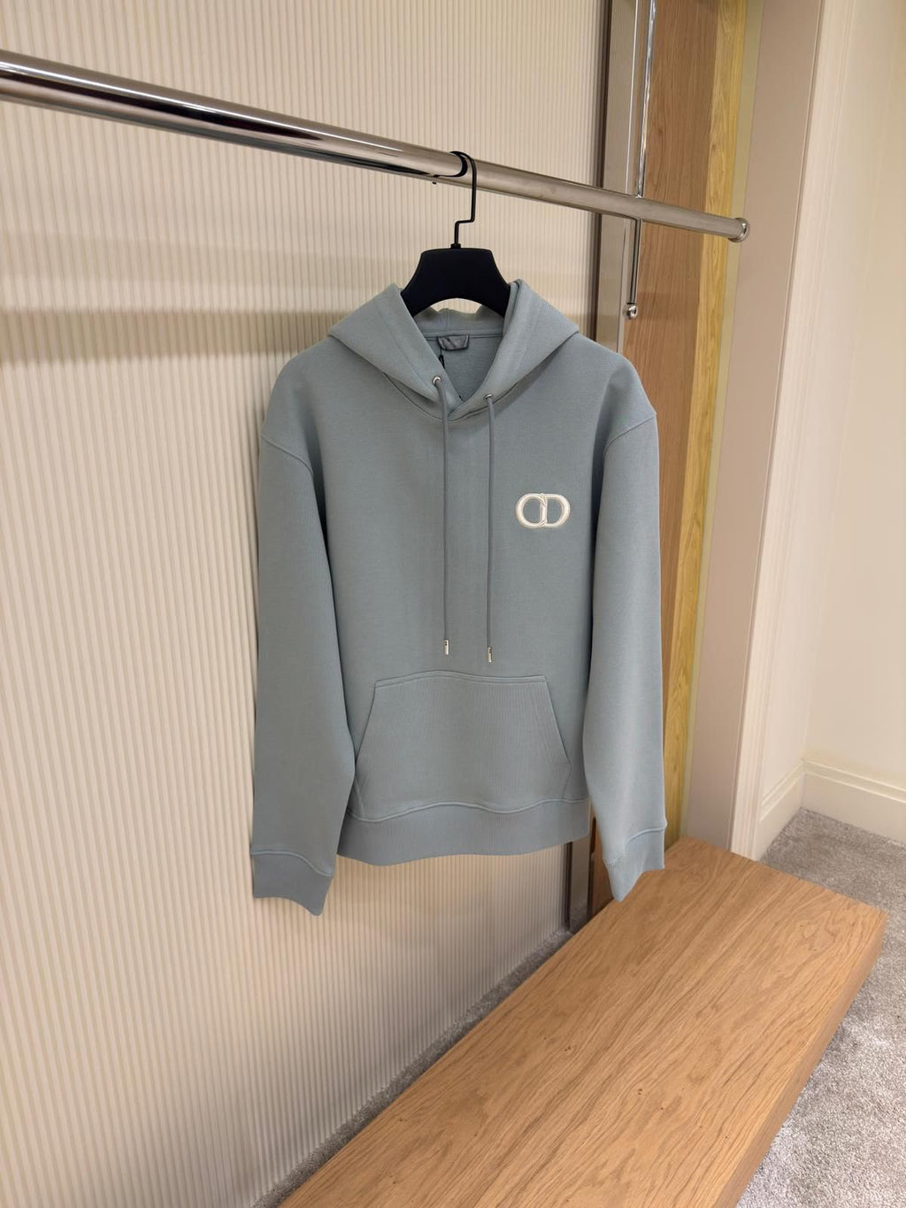Dior CD Logo Pullover Hoodie – Dusty Blue