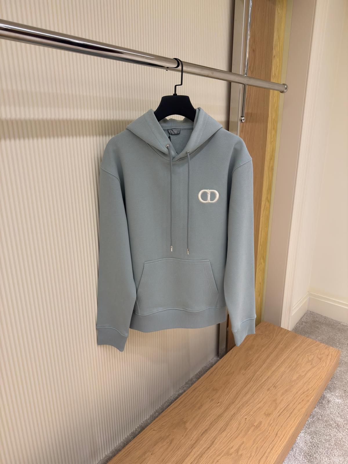 Dior CD Logo Pullover Hoodie – Dusty Blue