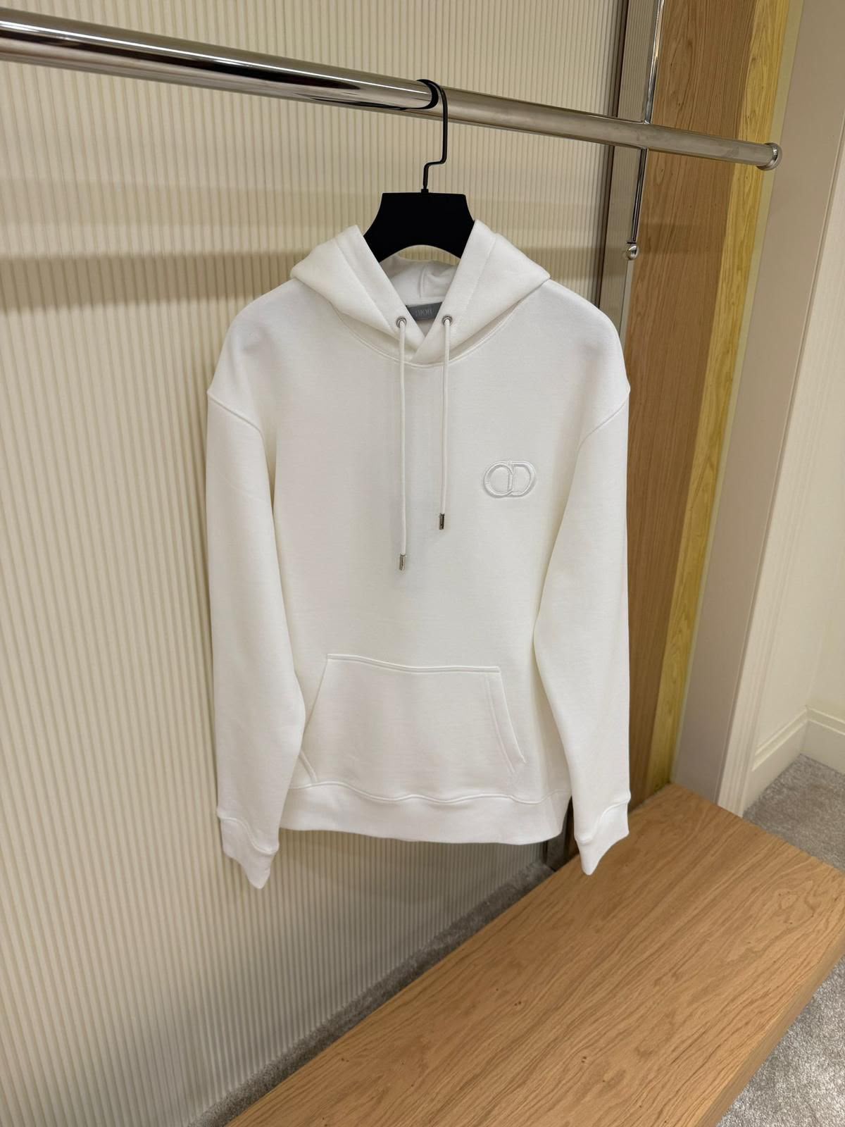 Dior CD Logo Hoodie – Ivory White