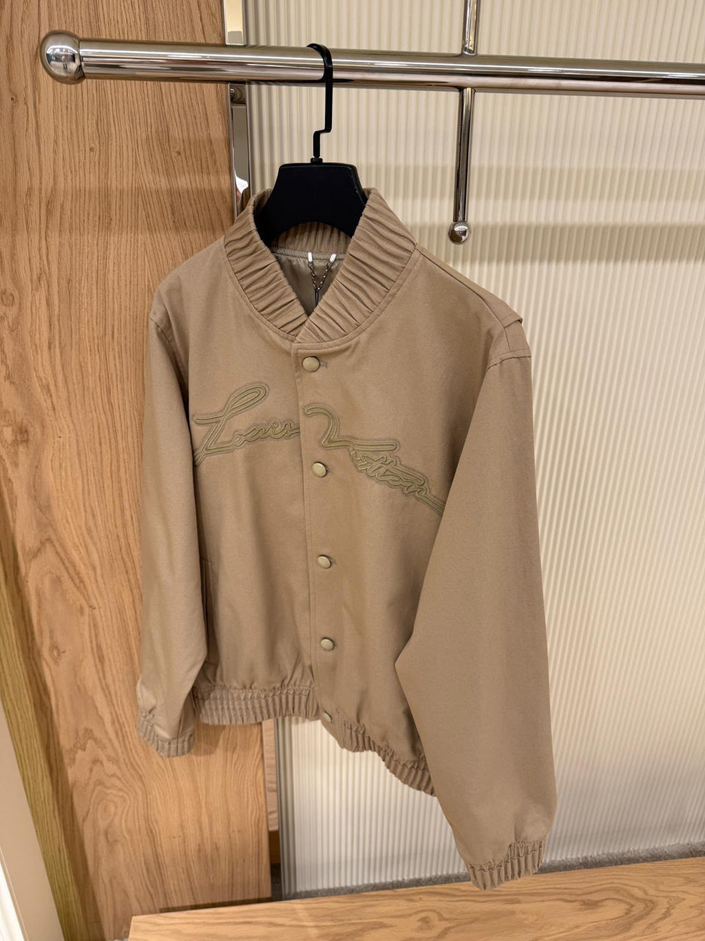 Louis Vuitton Beige Embroidered Bomber Jacket