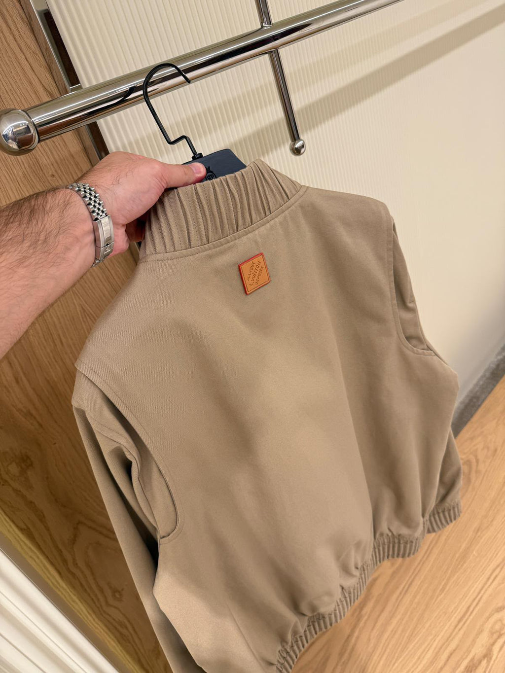 Louis Vuitton Beige Embroidered Bomber Jacket