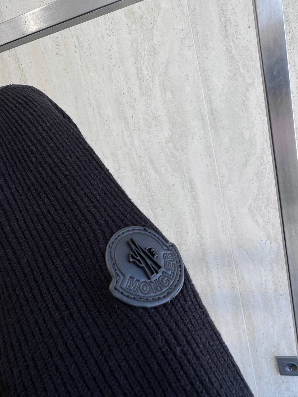 Moncler Navy Quilted Knit-Sleeve Jacket