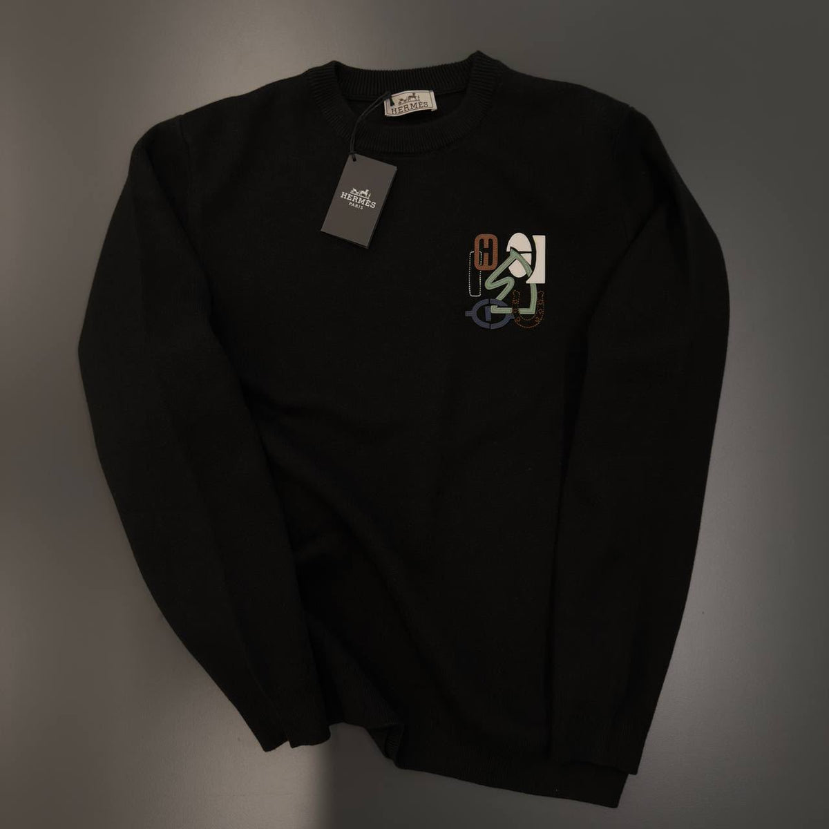 Billionaire Multicolor Monogram Knit Sweater – Black