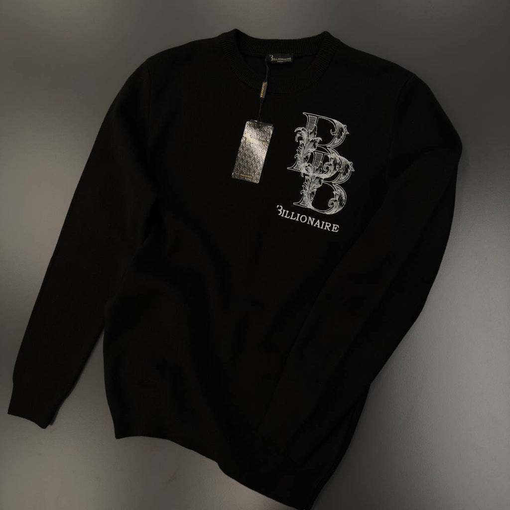 Billionaire Ornate Logo Knit Sweater – Black