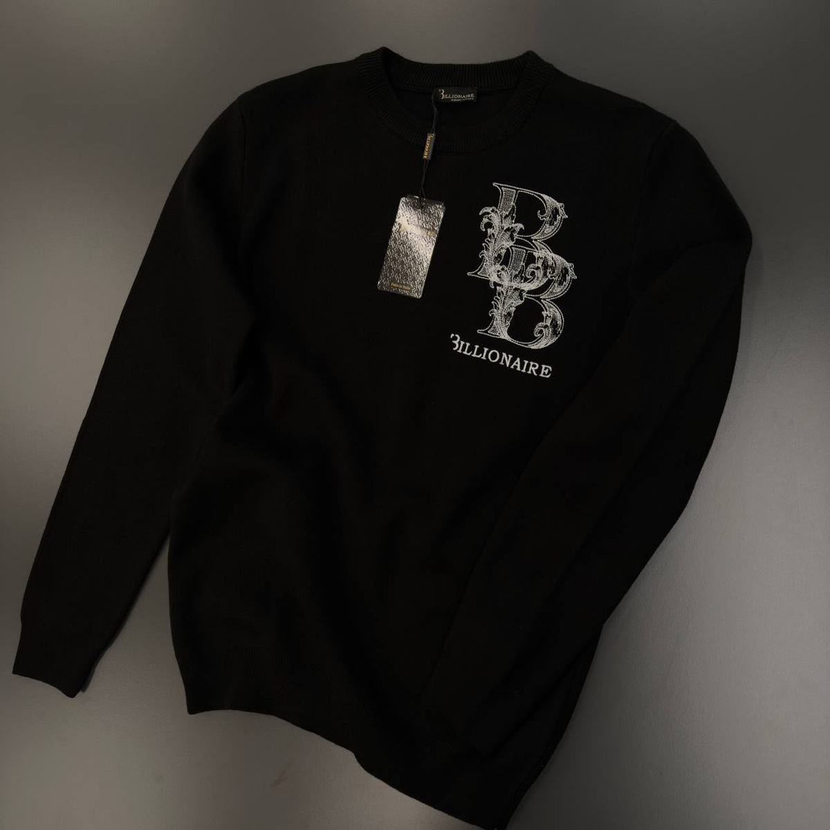 Billionaire Ornate Logo Knit Sweater – Black