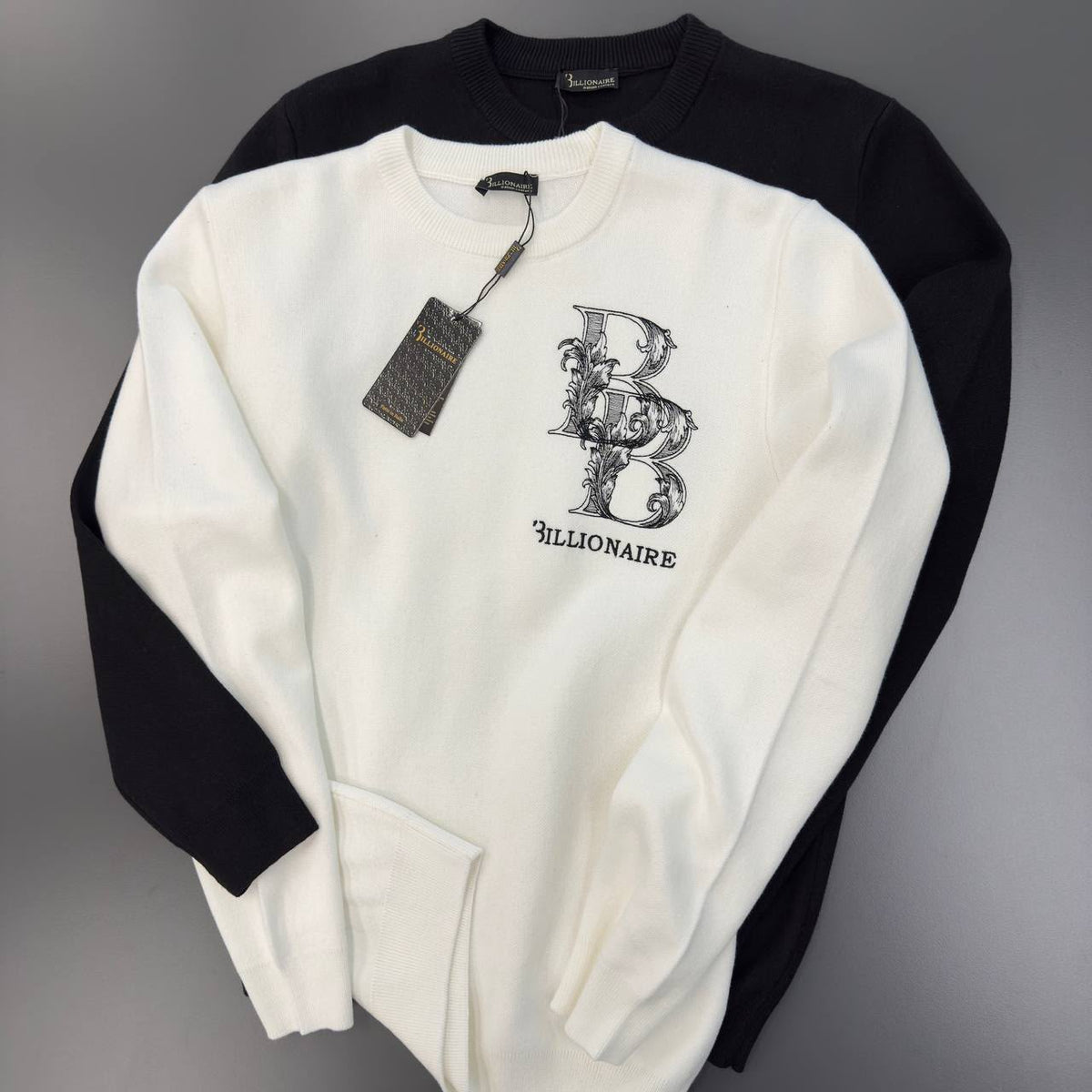 Billionaire Ornate Logo Knit Sweater – Cream