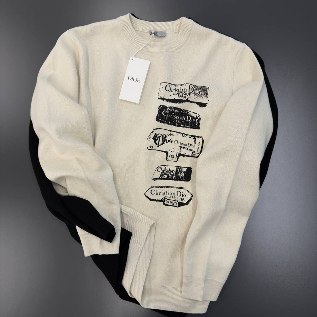 Dior Christian Dior Graphic Knit Sweater – Cream