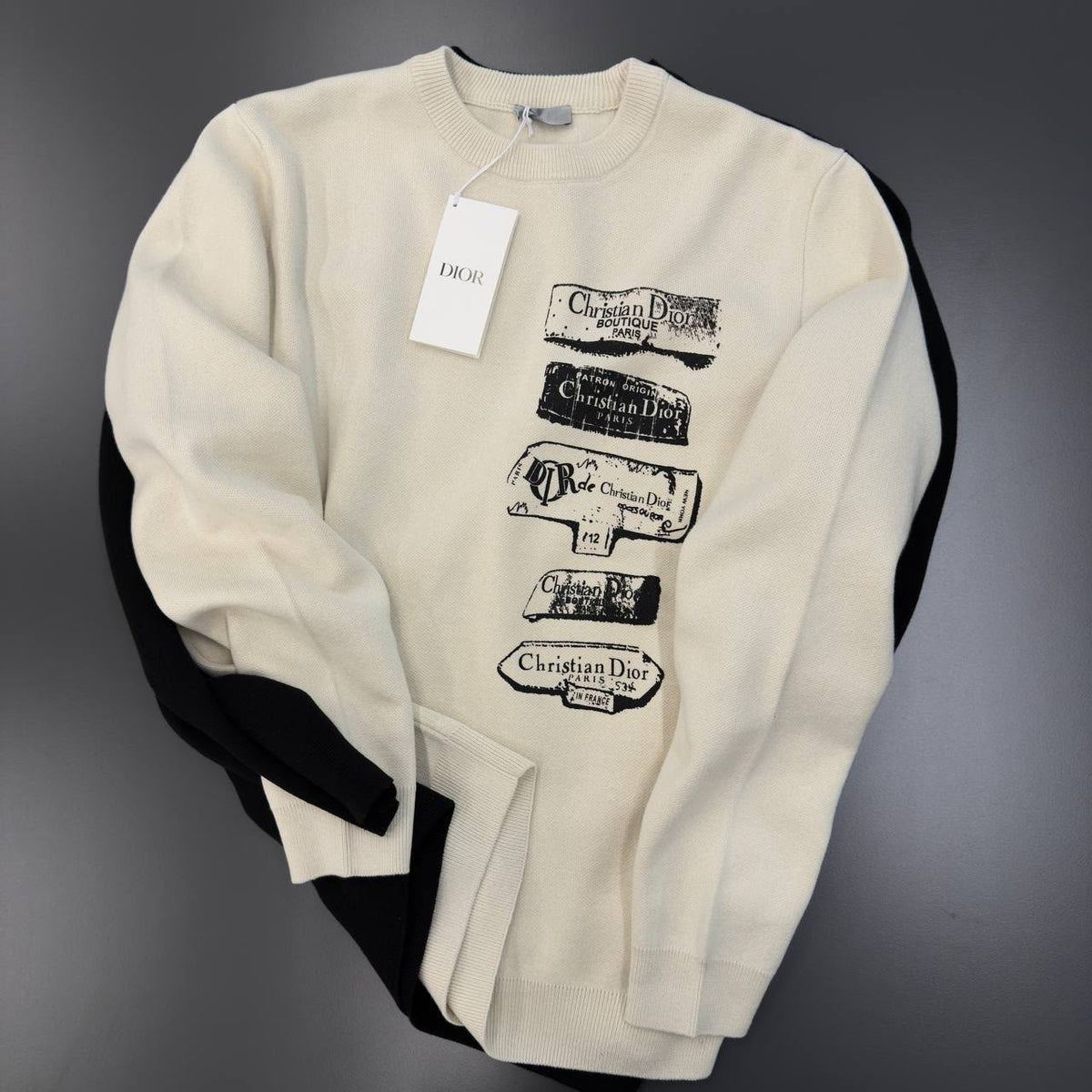 Dior Christian Dior Graphic Knit Sweater – Cream