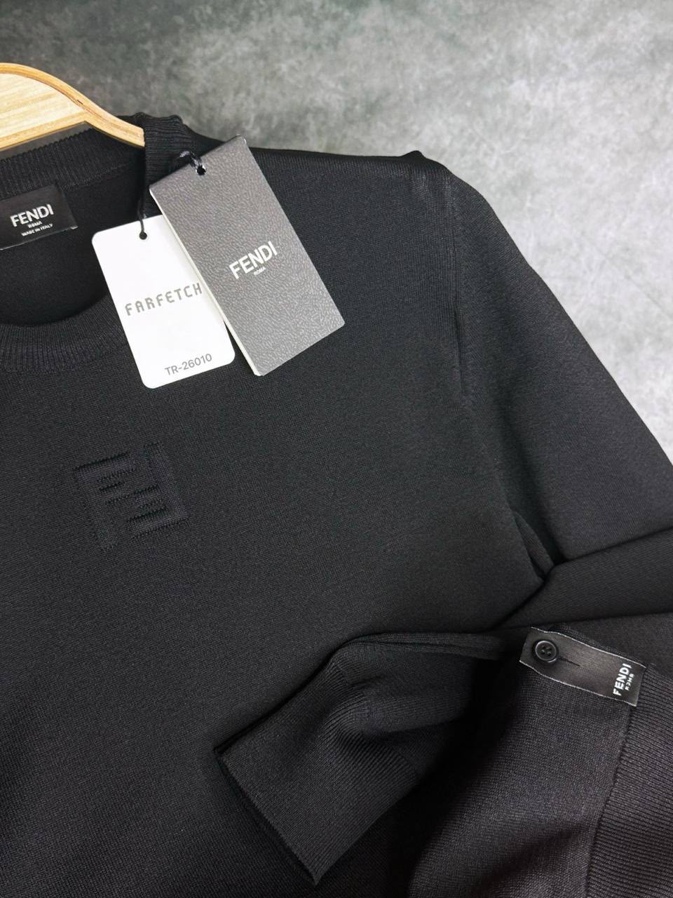 Fendi Black Tonal FF Logo Knit Sweater
