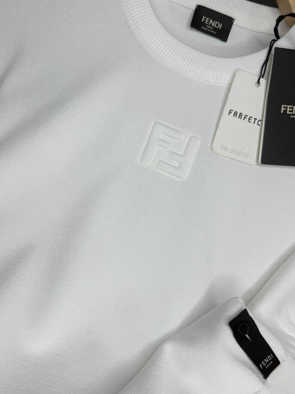 Fendi FF Logo Crewneck Sweater – White