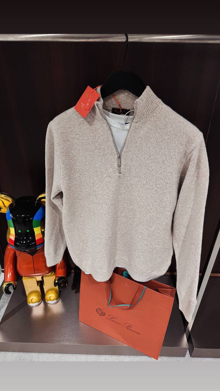 Loro Piana Light Beige Half-Zip Sweater