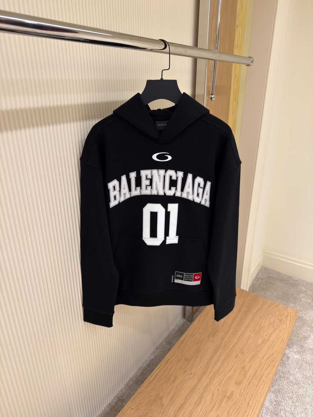 Balenciaga Black Varsity Logo Hoodie