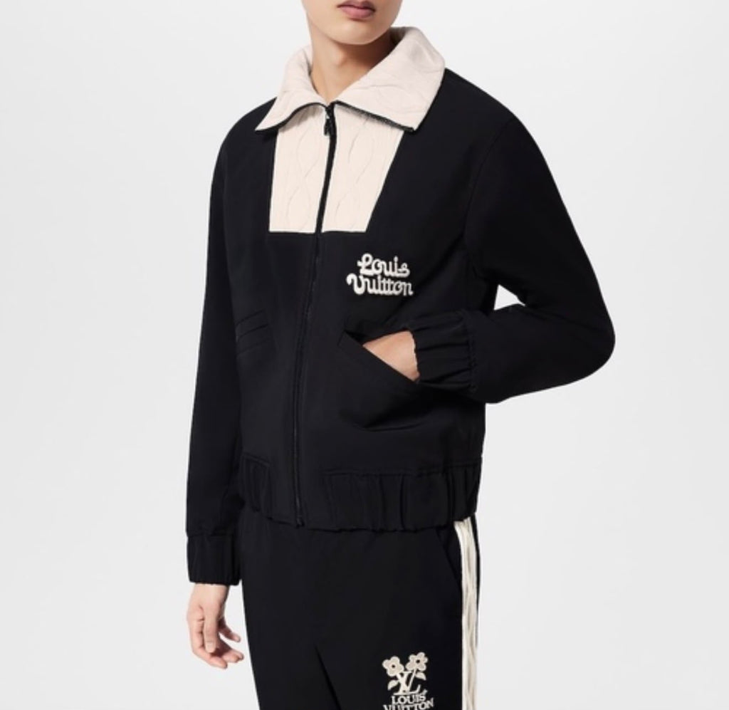 Louis Vuitton Black & Cream Zip-Up Jacket