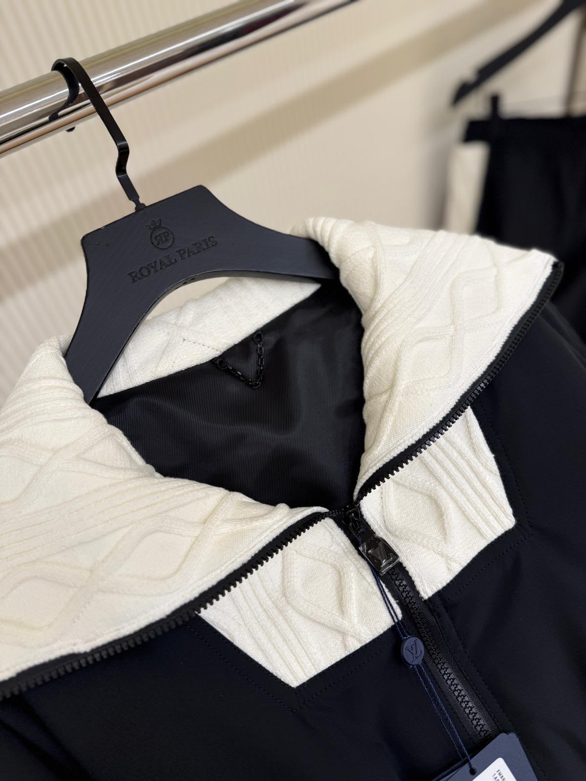 Louis Vuitton Black & Cream Zip-Up Jacket