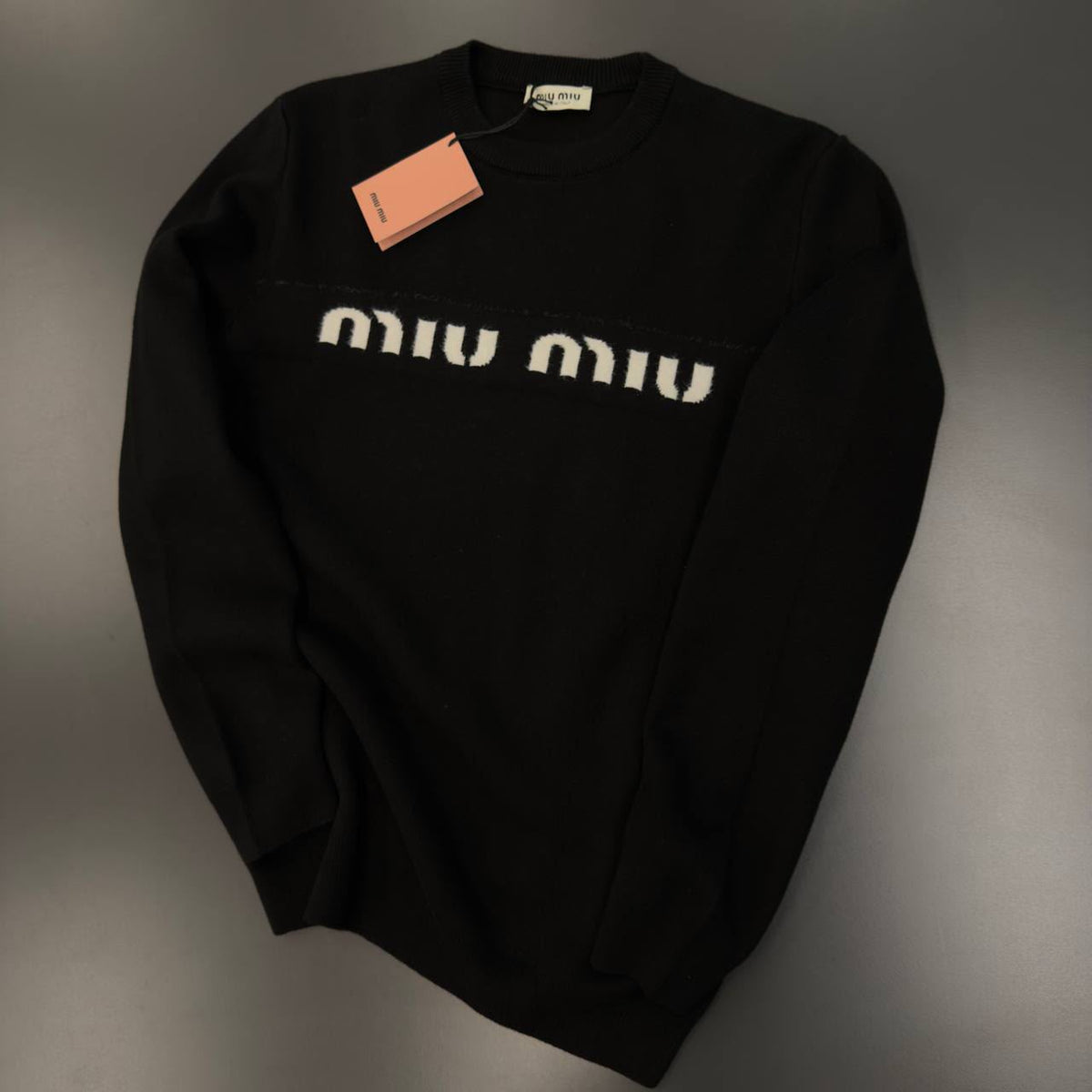 Miu Miu Logo Knit Sweater – Black