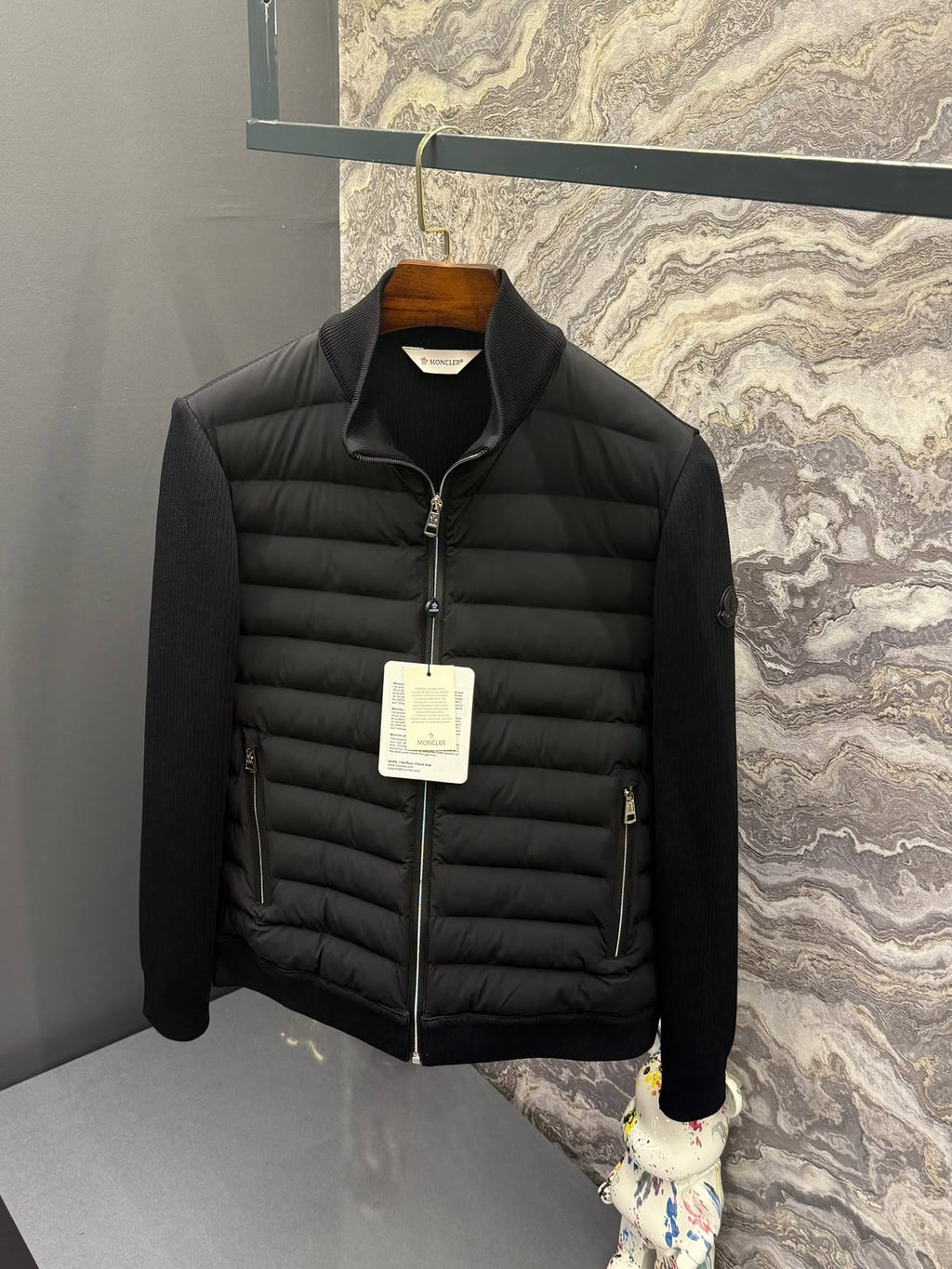 Moncler Black Quilted Knit Jacket